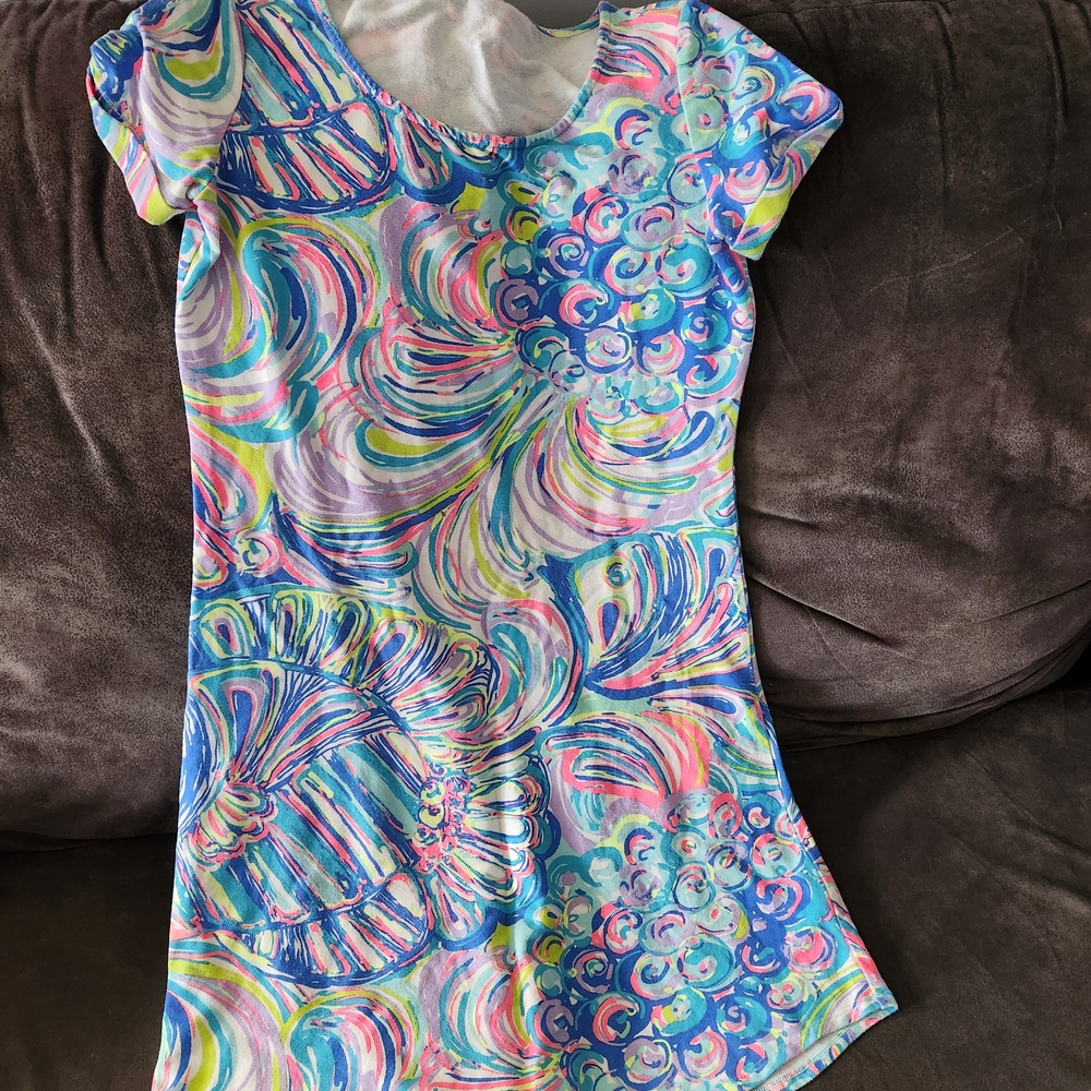 Lilly Pulitzer Xs Dress Colorful Swirl Pattern Dress Tammy Cotton Blend - Picture 8 of 9